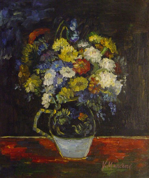 Vase With Zinnias. The painting by Vincent Van Gogh