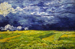 Wheatfield Under Stormy Sky, Vincent Van Gogh, Art Paintings