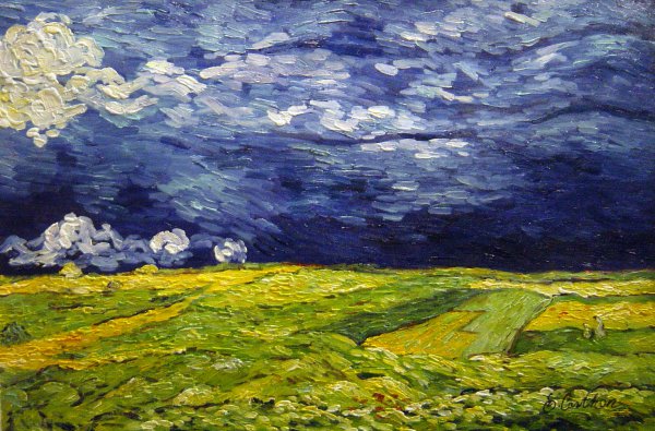 Wheatfield Under Stormy Sky. The painting by Vincent Van Gogh