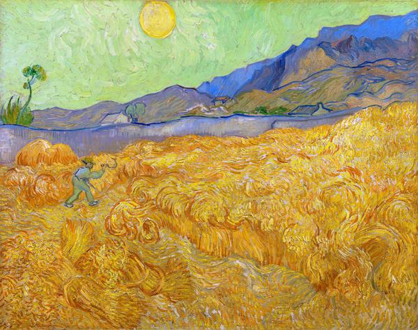 Wheatfield with a Reaper . The painting by Vincent Van Gogh