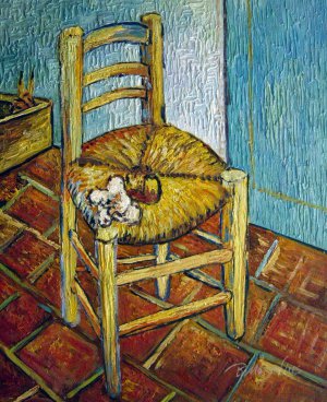 Vincent Van Gogh, Vincent Van Gogh's Chair And Pipe, Painting on canvas