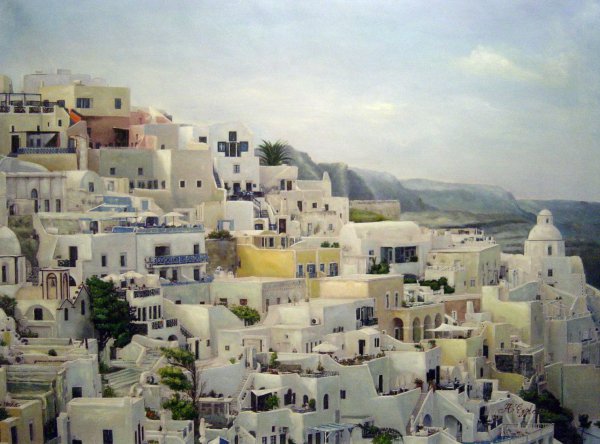 Vista Of Santorini, Greece. The painting by Our Originals