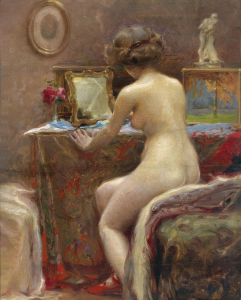 A Look In Front of the Mirror. The painting by Vlaho Bukovac