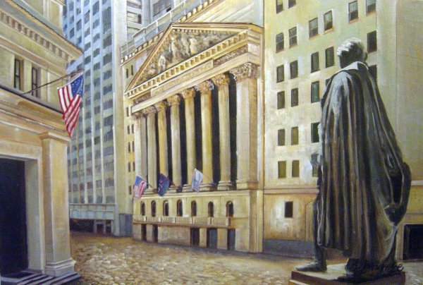Wall Street On A Quiet Sunday. The painting by Our Originals