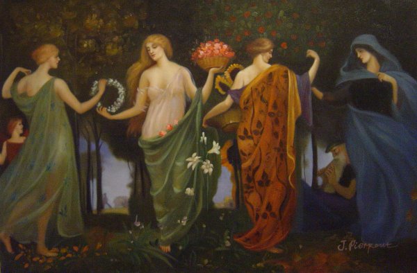 Masque Of The Four Seasons. The painting by Walter Crane