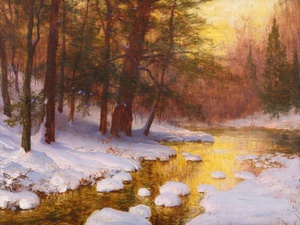 Walter Launt Palmer, Along the Woodland Stream, Painting on canvas