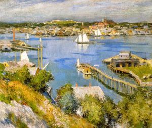 A Harbor in Gloucester, Willard Leroy Metcalf, Art Paintings