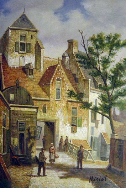 A Street Scene In Haarlem. The painting by Willem Koekkoek