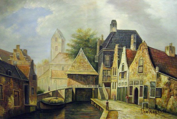 View Of Oudewater. The painting by Willem Koekkoek