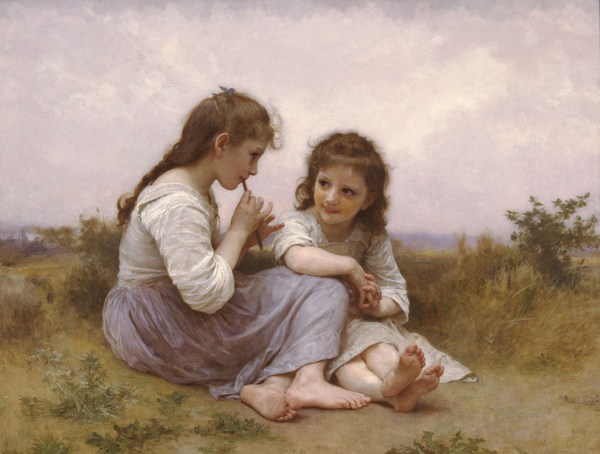 A Childhood Idyll. The painting by William-Adolphe Bouguereau