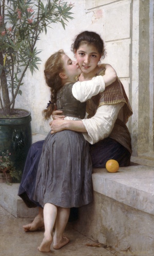 A Little Coaxing, William-Adolphe Bouguereau, Art Paintings