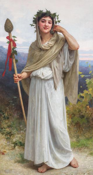 A Priestess of Bacchus. The painting by William-Adolphe Bouguereau