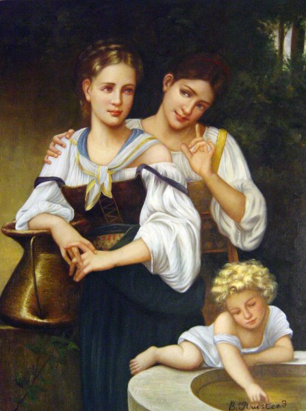A Secret. The painting by William-Adolphe Bouguereau