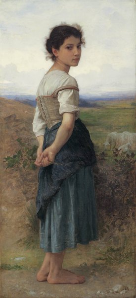 A Young Shepherdess. The painting by William-Adolphe Bouguereau