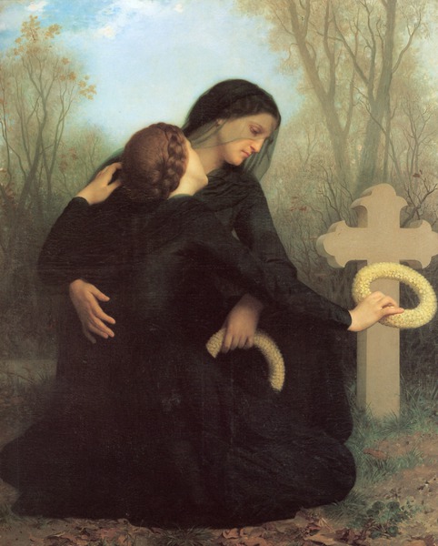 All Saints Day also known as Le Jour des Morts. The painting by William-Adolphe Bouguereau