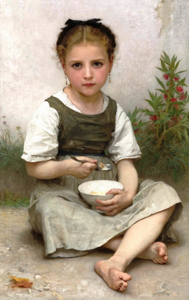 Breakfast in the Morning. The painting by William-Adolphe Bouguereau