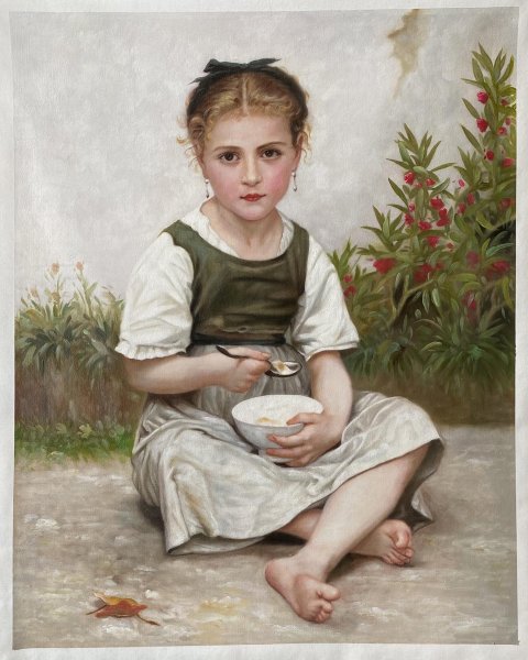 Breakfast in the Morning. The painting by William-Adolphe Bouguereau
