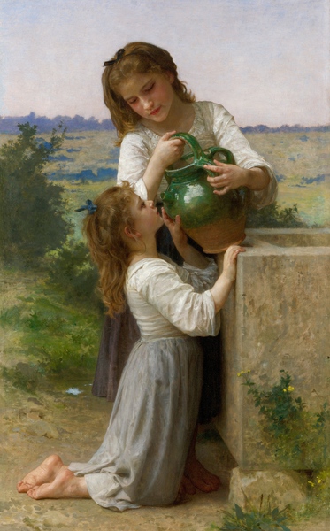 By the Fountain. The painting by William-Adolphe Bouguereau