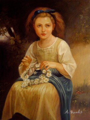Famous paintings of Children: Child Braiding A Crown