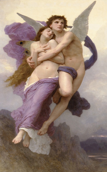Cupid and Psyche (also known as The Abduction of Psyche). The painting by William-Adolphe Bouguereau