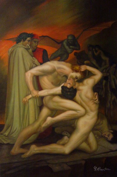 Dante And Virgil In Hell. The painting by William-Adolphe Bouguereau