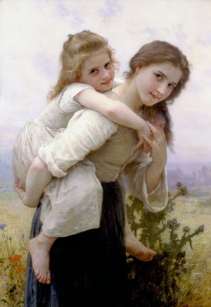 Famous paintings of Children: Fardeau Agreable (Not Too Much to Carry)
