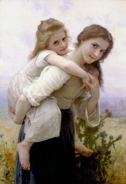 Fardeau Agreable  (Not Too Much to Carry). The painting by William-Adolphe Bouguereau