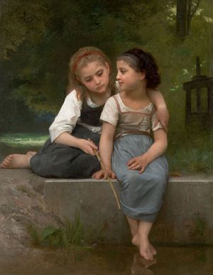 William-Adolphe Bouguereau, Fishing for Frogs, Painting on canvas