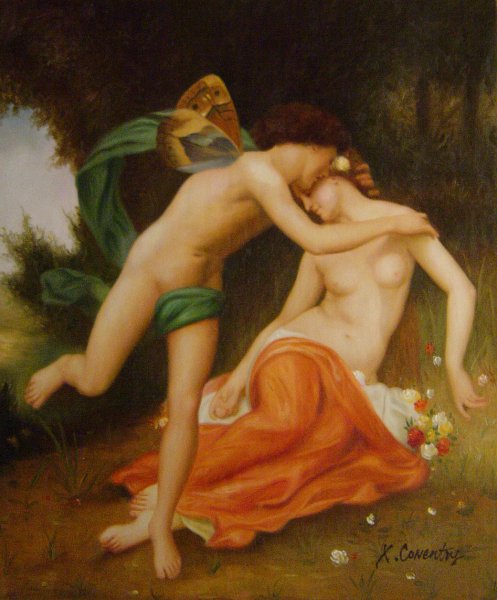 Flora And Zephyr. The painting by William-Adolphe Bouguereau