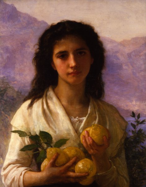 Girl Holding Lemons. The painting by William-Adolphe Bouguereau
