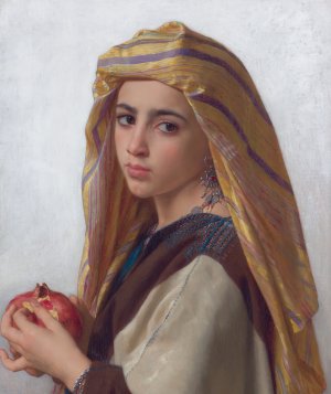 William-Adolphe Bouguereau, Girl with a Pomegranate, Painting on canvas