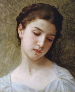 William-Adolphe Bouguereau, Head of a Young Girl, Painting on canvas