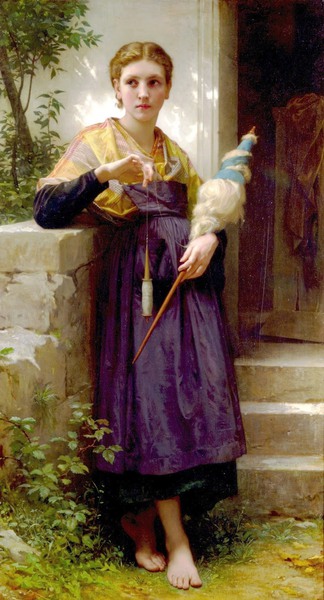 La Fileuse (The Spinner). The painting by William-Adolphe Bouguereau