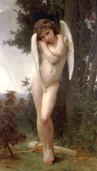 L'Amour Mouille (Cupidon). The painting by William-Adolphe Bouguereau
