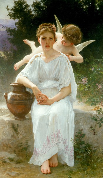 Les Murmures de L'Amour (also known as Whisperings of Love). The painting by William-Adolphe Bouguereau