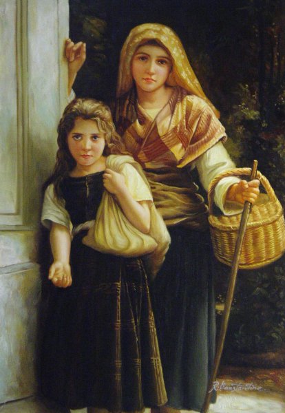 Little Beggar Girls. The painting by William-Adolphe Bouguereau