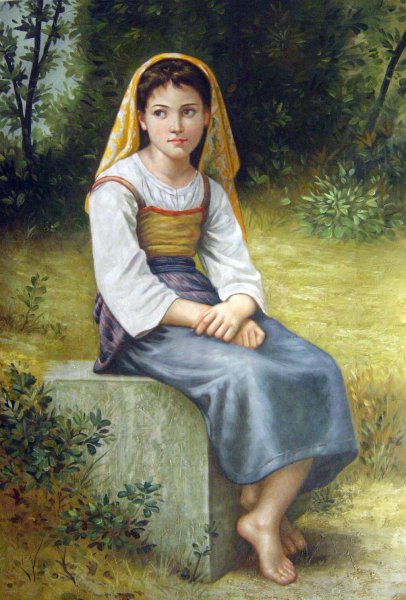 Meditation. The painting by William-Adolphe Bouguereau