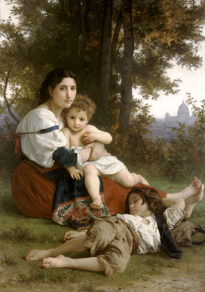 Mother and Children. The painting by William-Adolphe Bouguereau