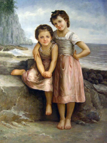 On The Rocky Beach. The painting by William-Adolphe Bouguereau