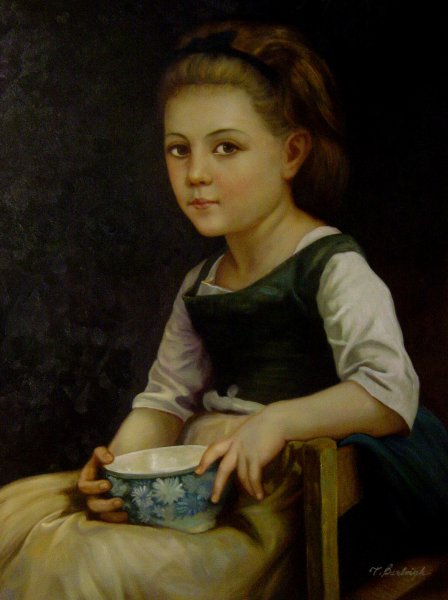 Petite Fille Au Bol Bleu. The painting by William-Adolphe Bouguereau