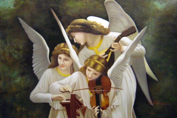 Song Of The Angels - Detail. The painting by William-Adolphe Bouguereau