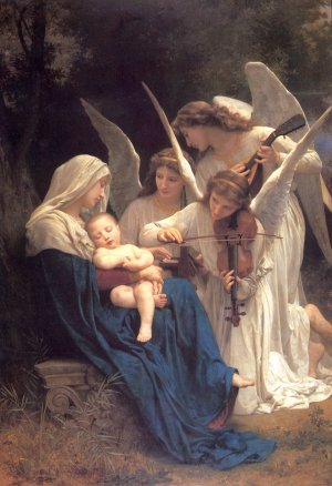 William-Adolphe Bouguereau, Song of the Angels, Painting on canvas