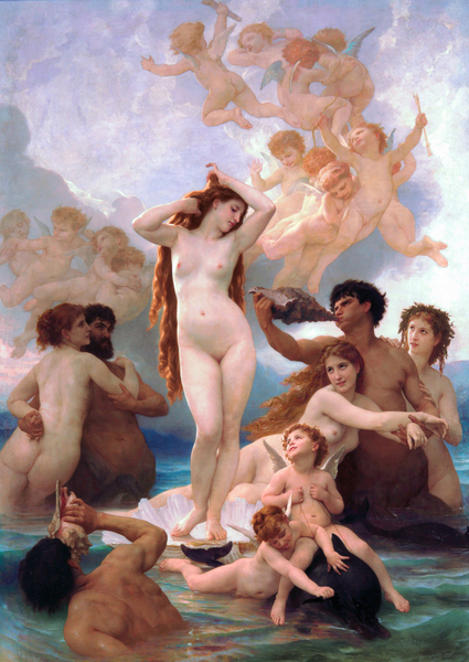 A Birth of Venus. The painting by William-Adolphe Bouguereau