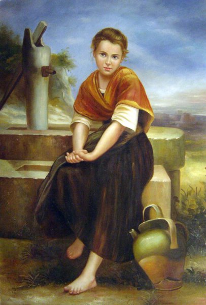 The Broken Pitcher. The painting by William-Adolphe Bouguereau