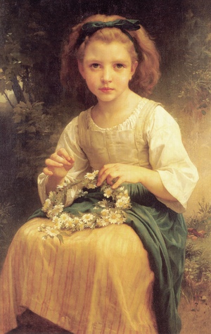 William-Adolphe Bouguereau, The Child Braiding A Crown, Painting on canvas