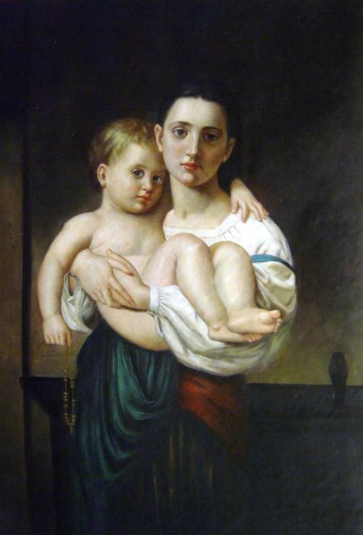The Elder Sister. The painting by William-Adolphe Bouguereau