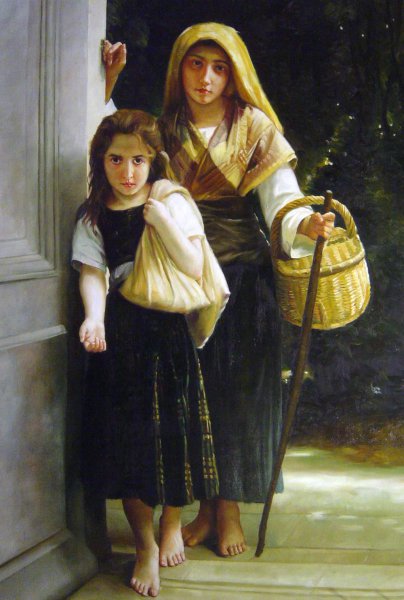 The Little Beggar Girls. The painting by William-Adolphe Bouguereau