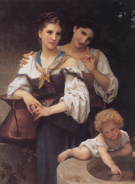 The Secret. The painting by William-Adolphe Bouguereau