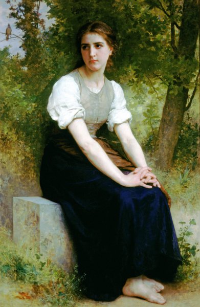 The Song of the Nightingale. The painting by William-Adolphe Bouguereau