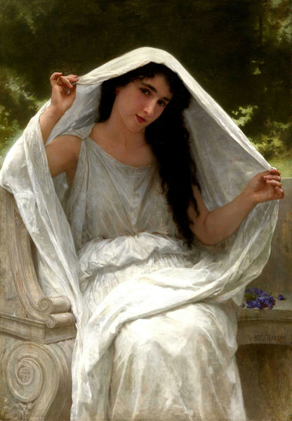 The Veil. The painting by William-Adolphe Bouguereau